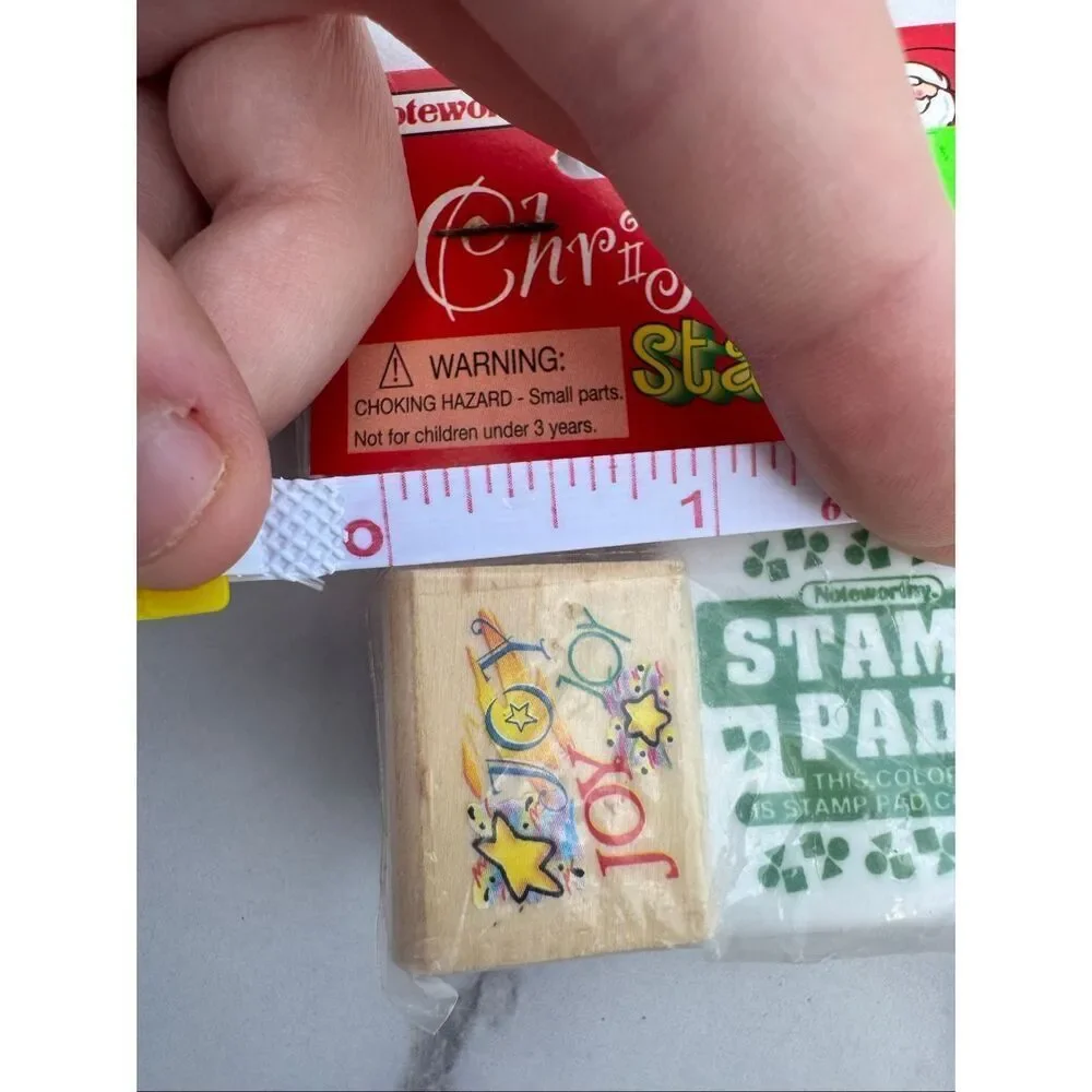 Vintage Noteworthy Christmas Stamp Kit with Small Joy Rubber Stamp and Ink Pad